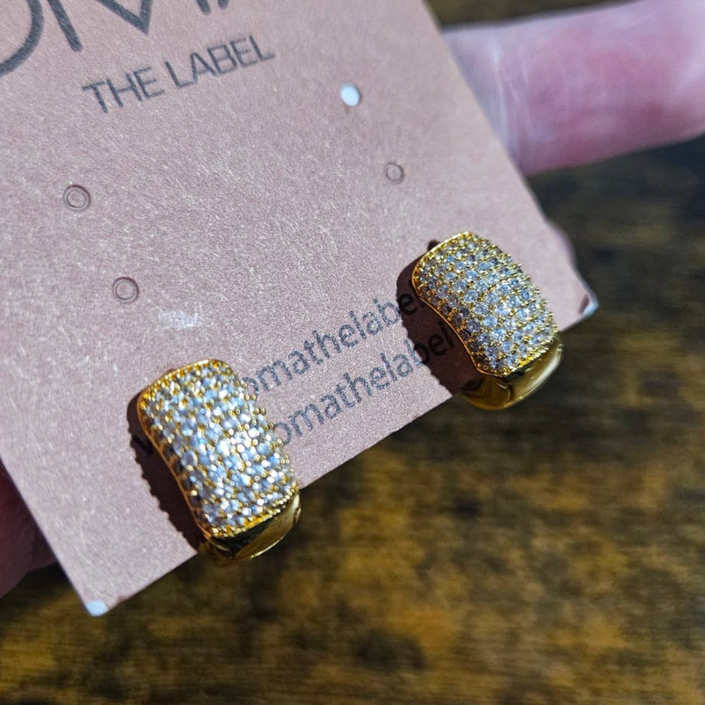 NEW! OMA The Label Sparkling 18K Gold Plate over Brass Mina Hoops
